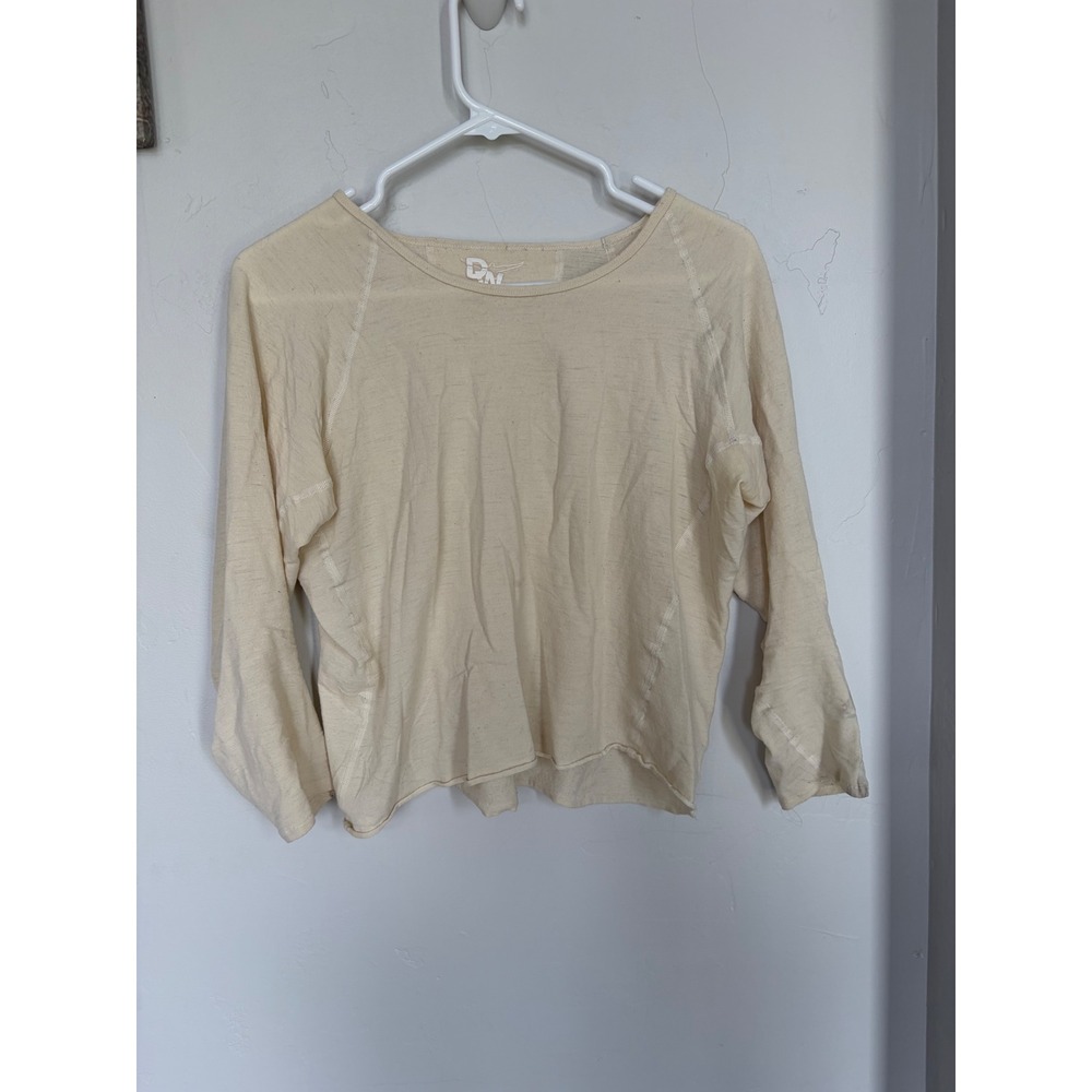 Duckworth Womens Rambouillet Merino Wool Long Sleeve Top Cream Natural Large USA